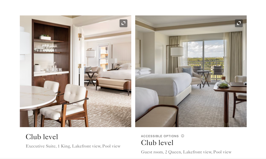 Ritz-Carlton Orlando Grande Lakes club-level rooms. 